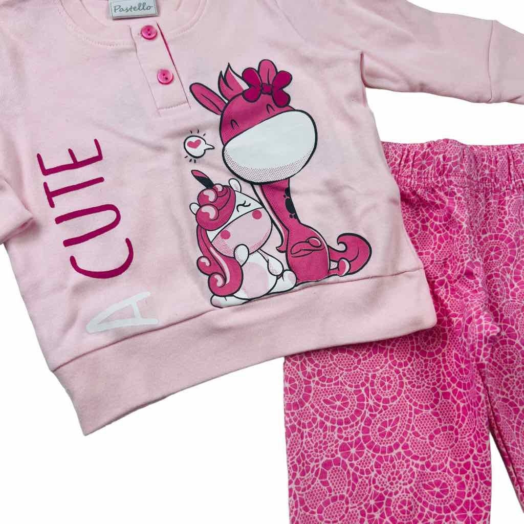 Warmer Pyjama aus Baumwolle in Pastelltönen