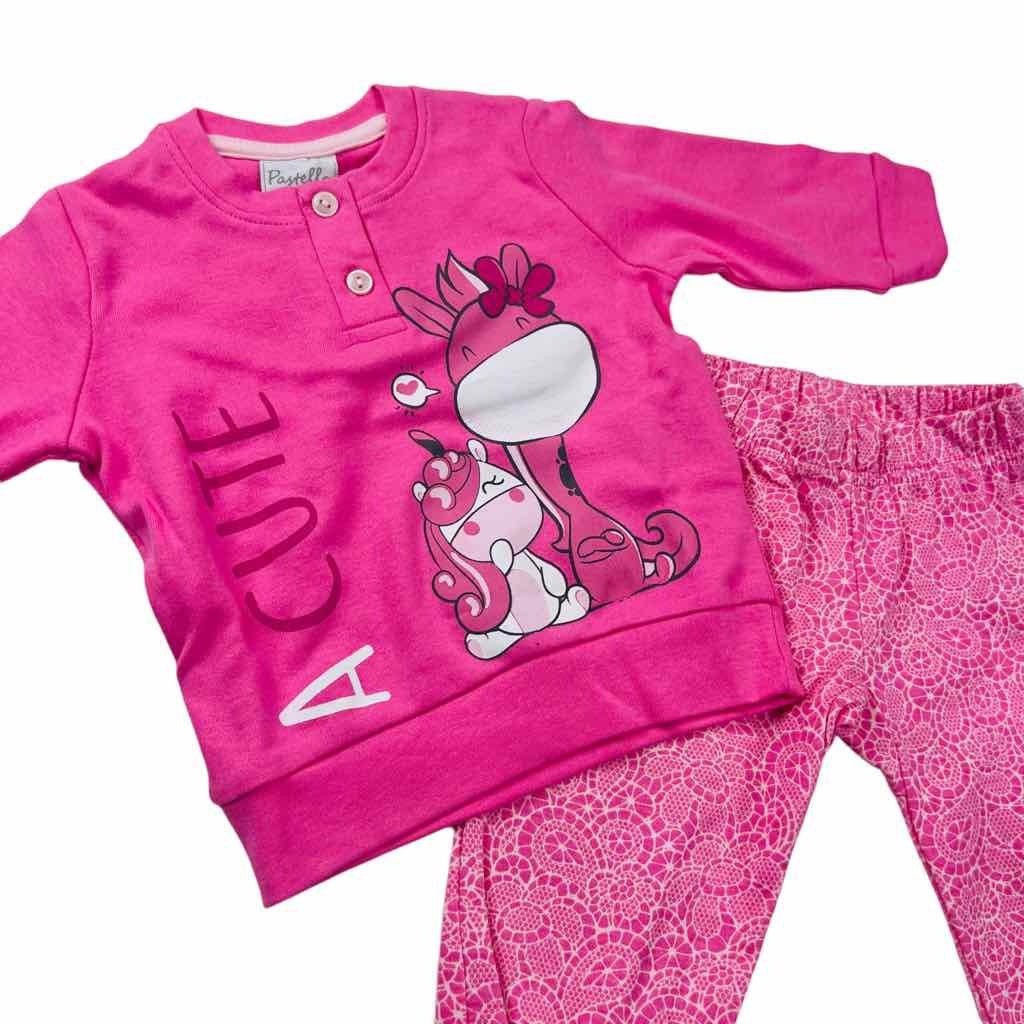 Warmer Pyjama aus Baumwolle in Pastelltönen