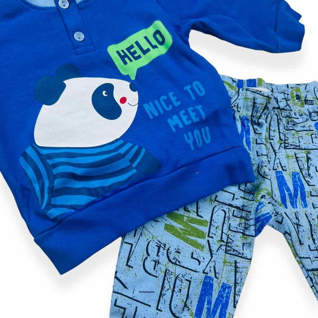 Warmer Pyjama aus Baumwolle in Pastelltönen