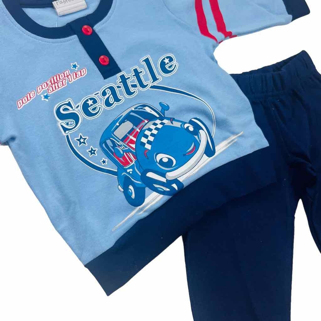 Warmer Pyjama aus Baumwolle in Pastelltönen