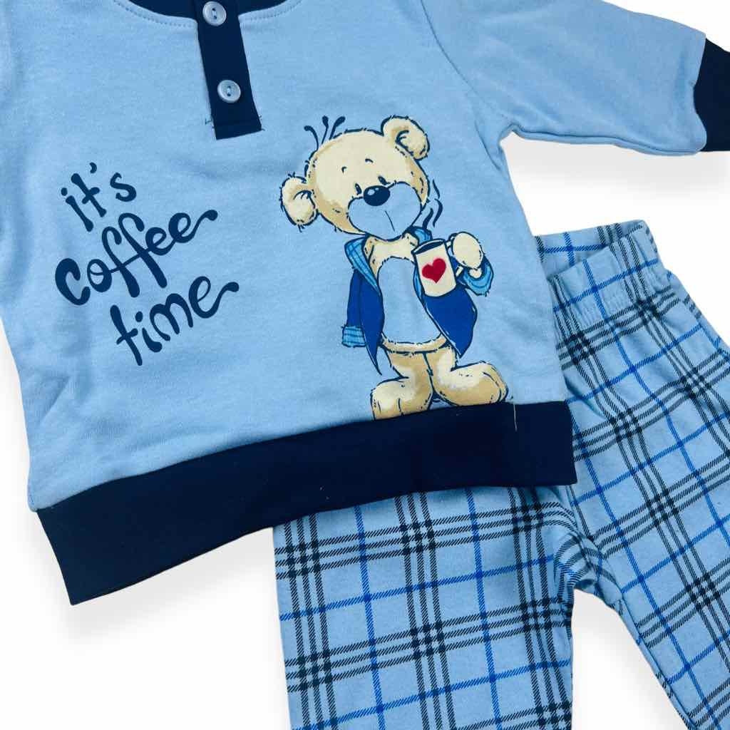 Warmer Pyjama aus Baumwolle in Pastelltönen