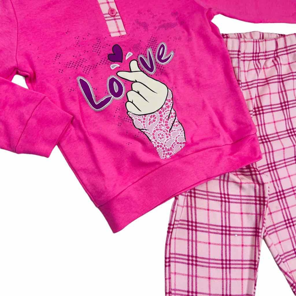 Warmer Pyjama aus Baumwolle in Pastelltönen