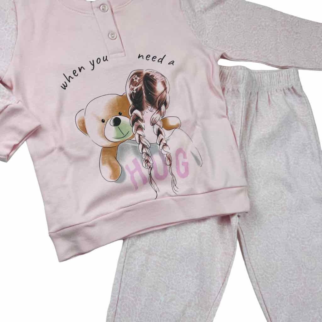 Warmer Pyjama aus Baumwolle in Pastelltönen