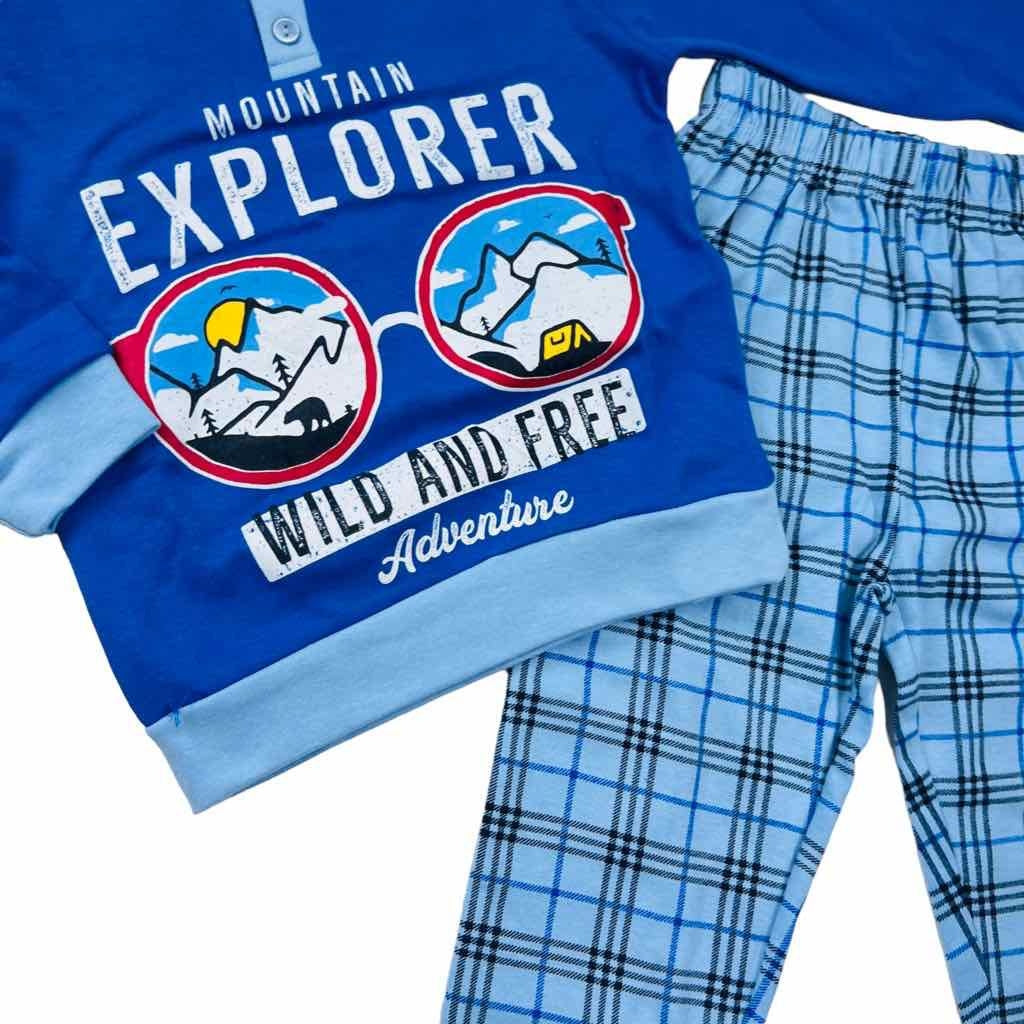 Warmer Pyjama aus Baumwolle in Pastelltönen