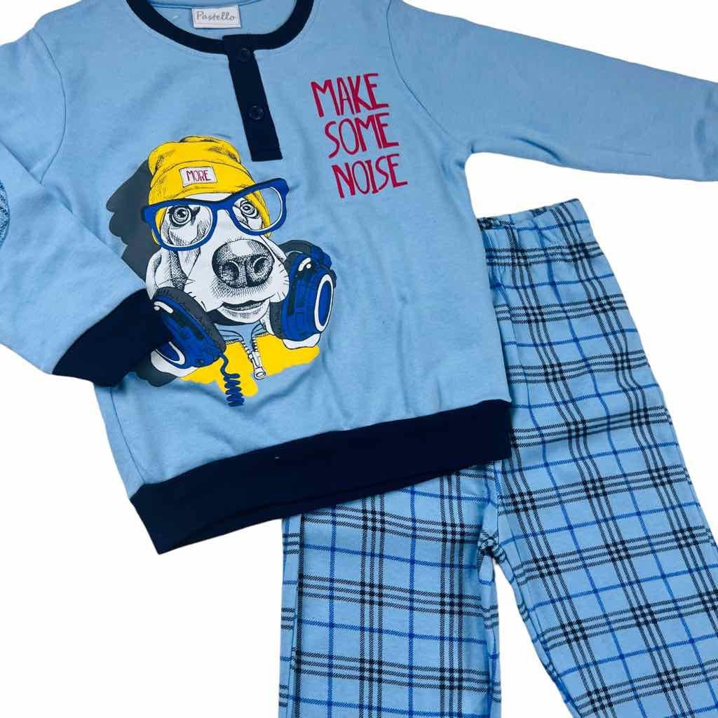 Warmer Pyjama aus Baumwolle in Pastelltönen