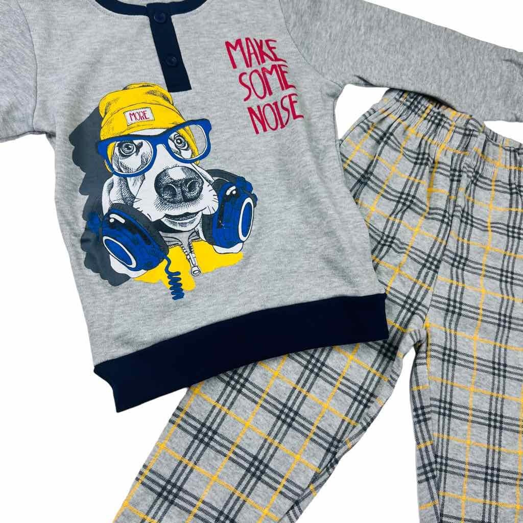 Warmer Pyjama aus Baumwolle in Pastelltönen