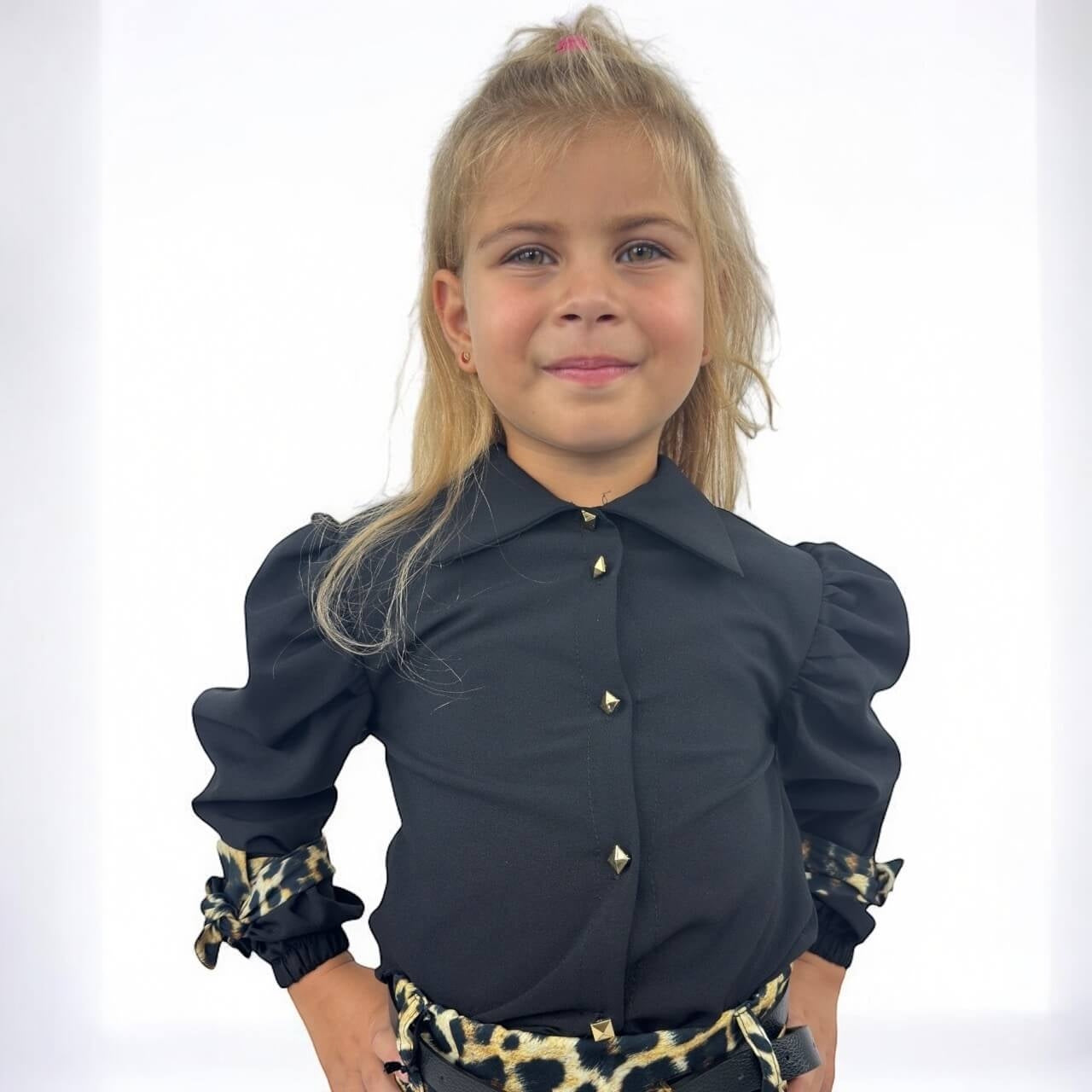 Baby Mädchen Shirt mit Animal Print Einsätzen