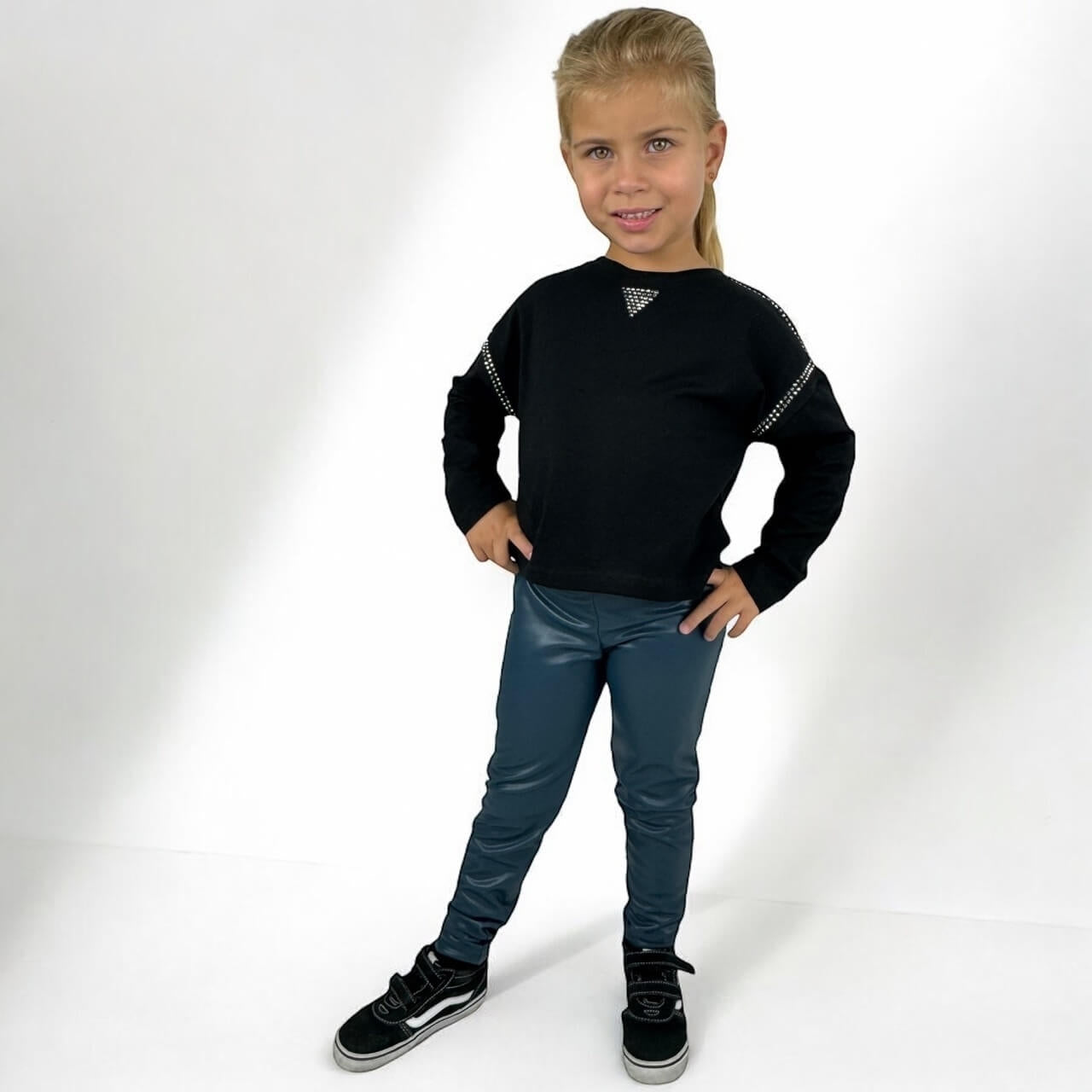 Baby-Mädchen-Set mit Leggings aus Öko-Leder