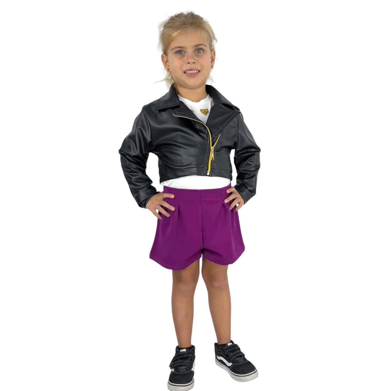 Komplette 3-teilige Öko-Lederjacke für Mädchen