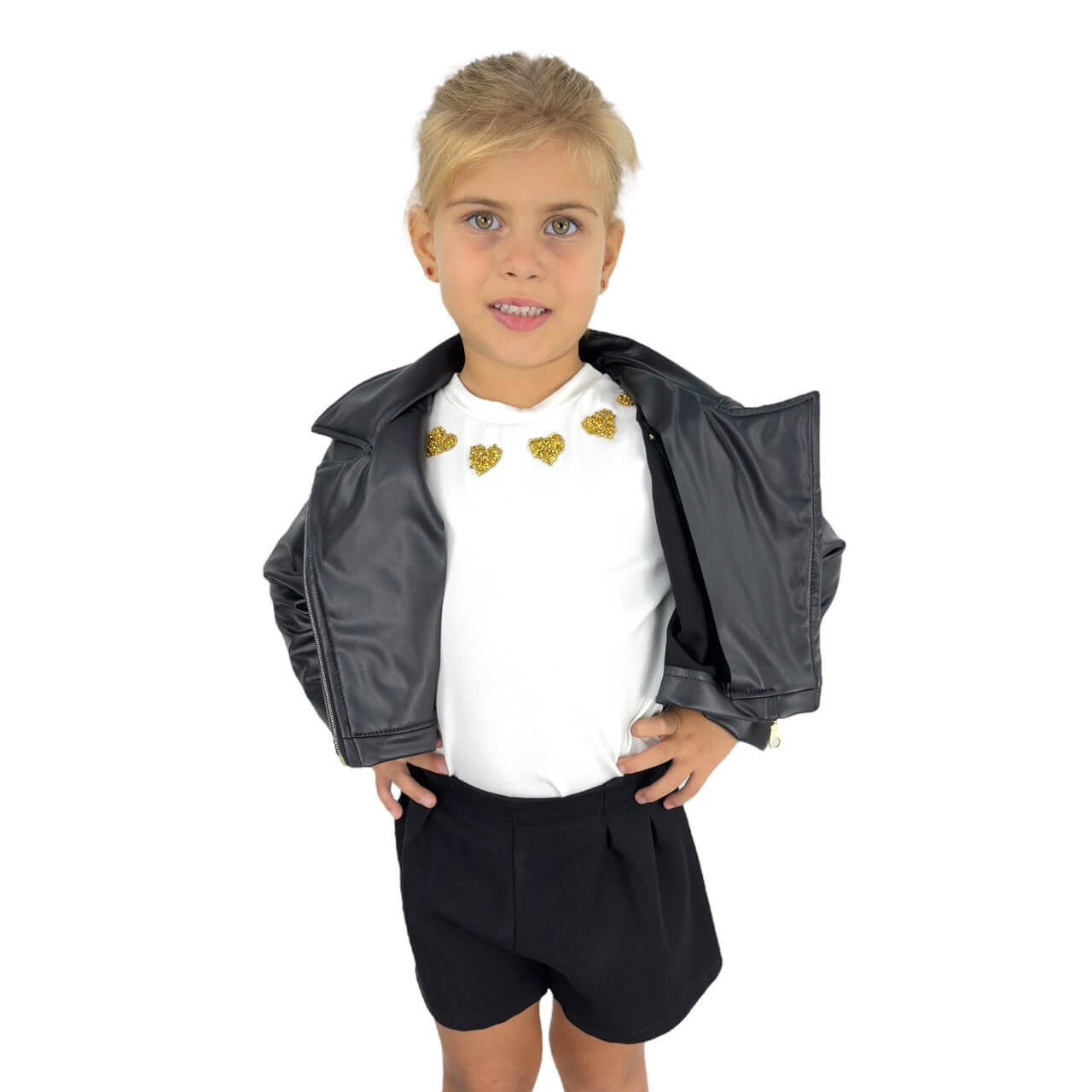 Komplette 3-teilige Öko-Lederjacke für Mädchen