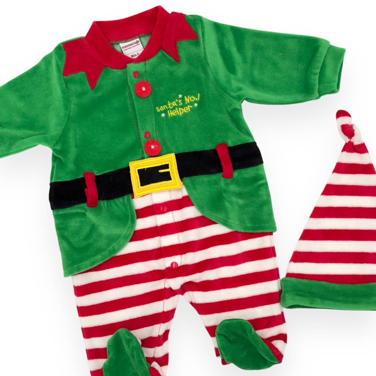 Weihnachtselfen-Baby-Chenille-Strampler