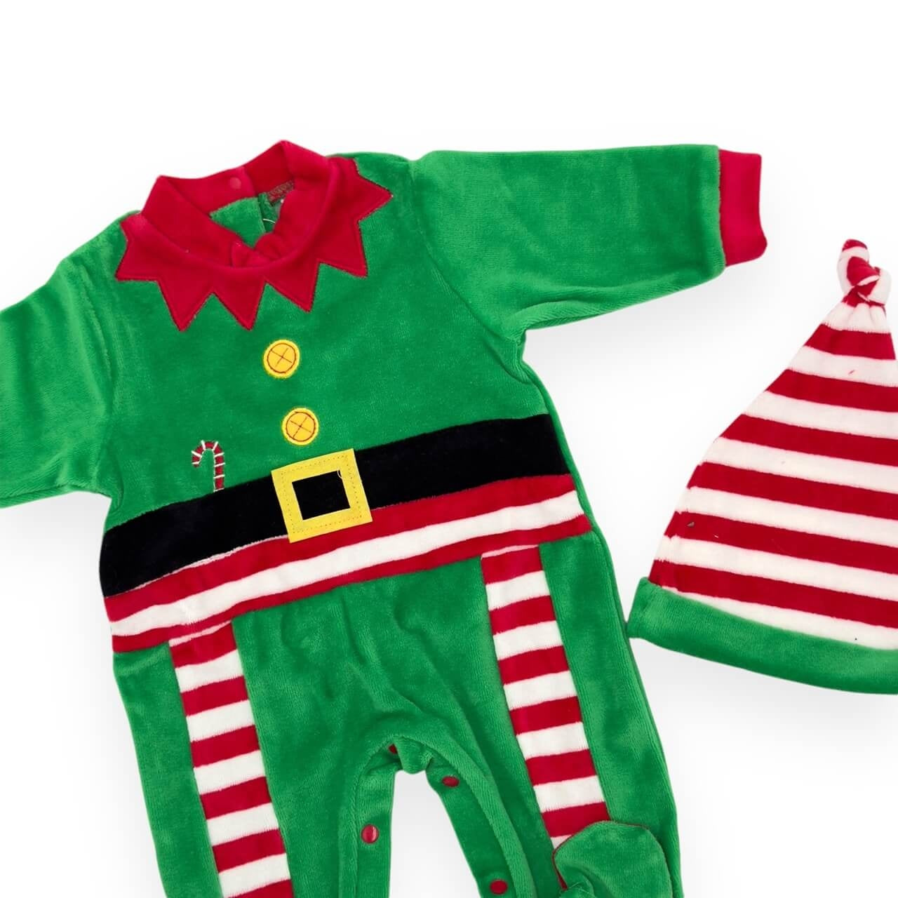 Weihnachtselfen-Baby-Chenille-Strampler
