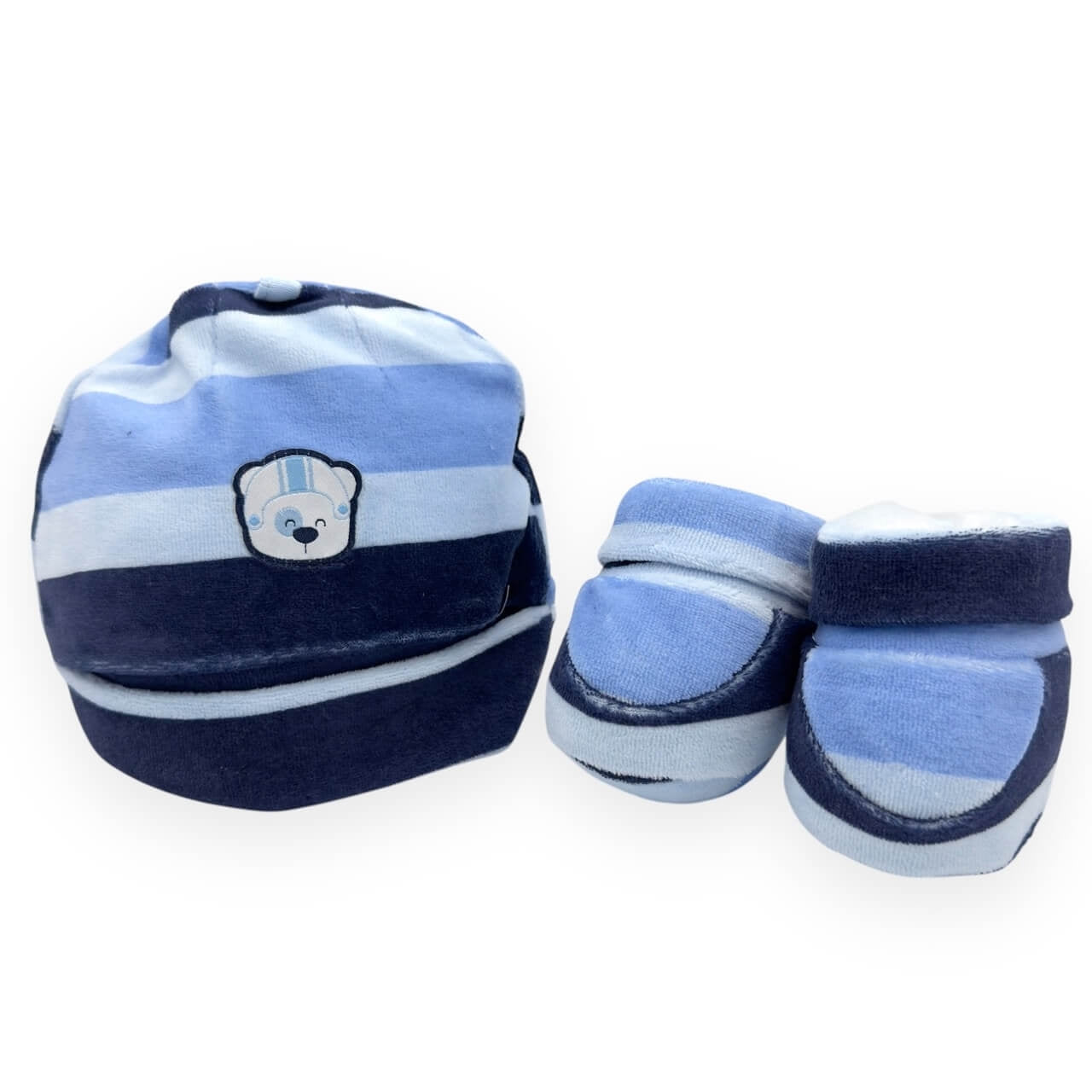 Pastellfarbenes Chenille-Set mit Mütze und Schuhen, 0/3 Monate