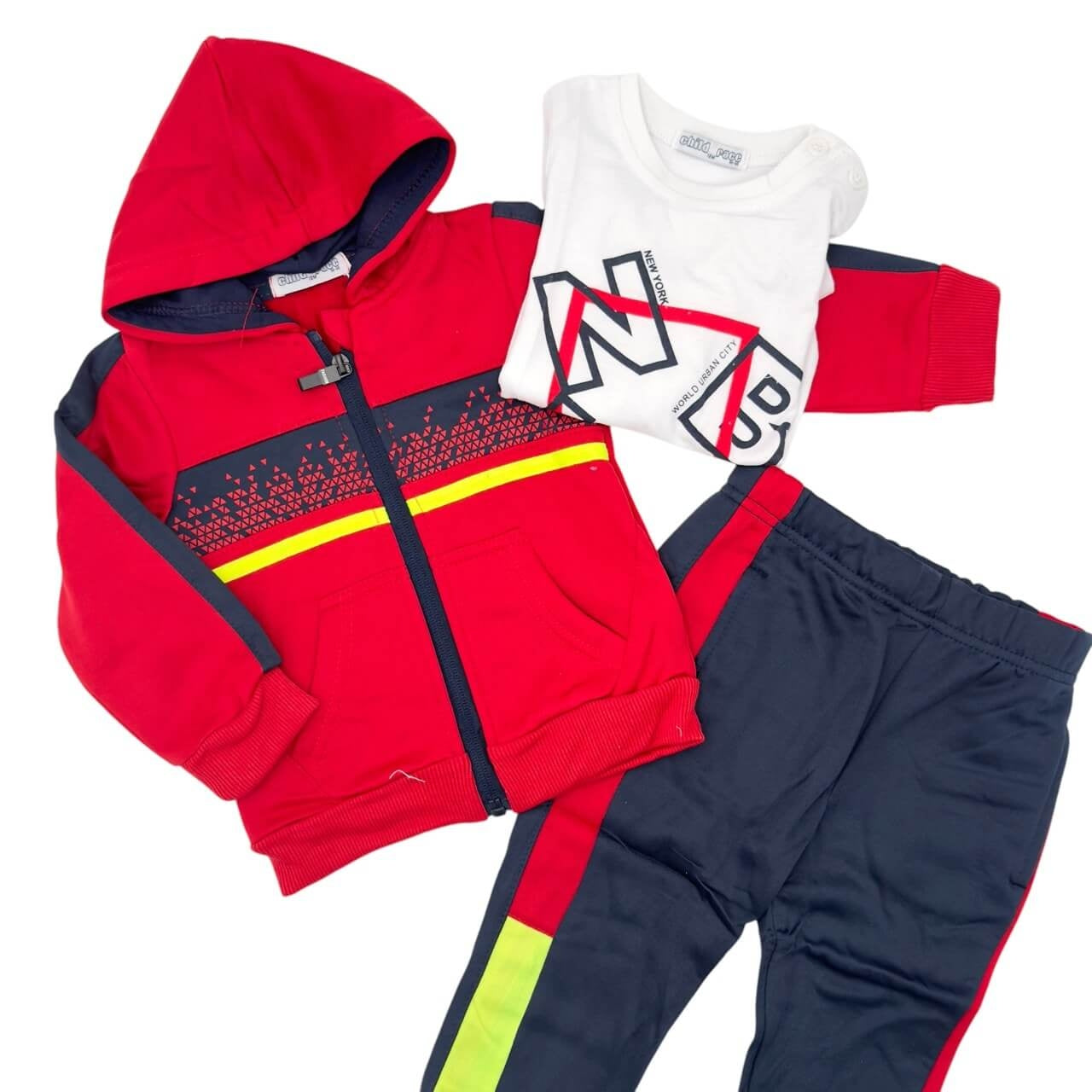 3-teiliger Sweatshirt-Trainingsanzug für Neugeborene