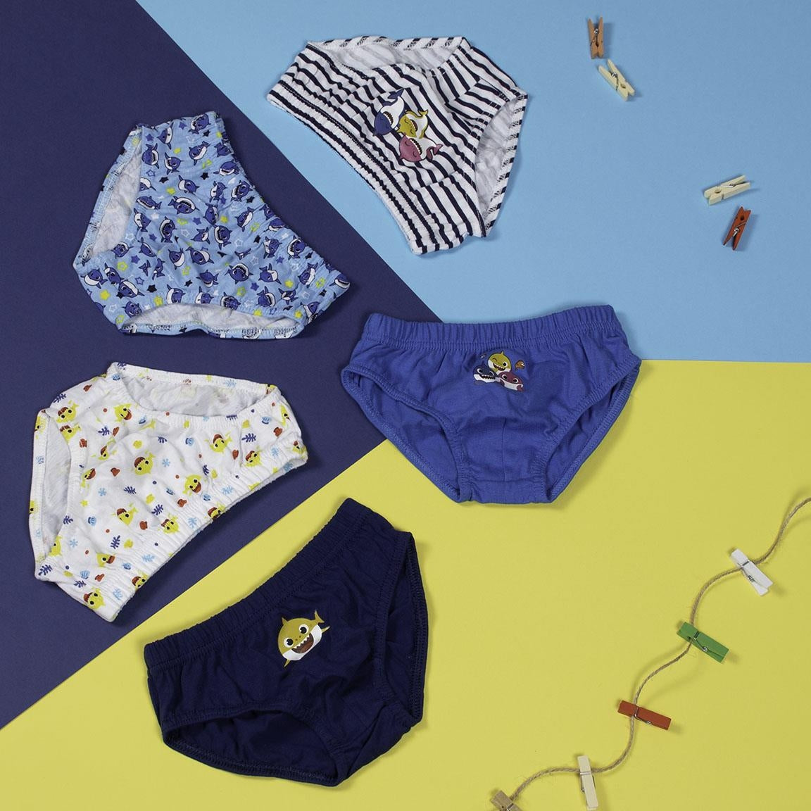 Baby Shark 5-teiliges Baby-Slip-Set