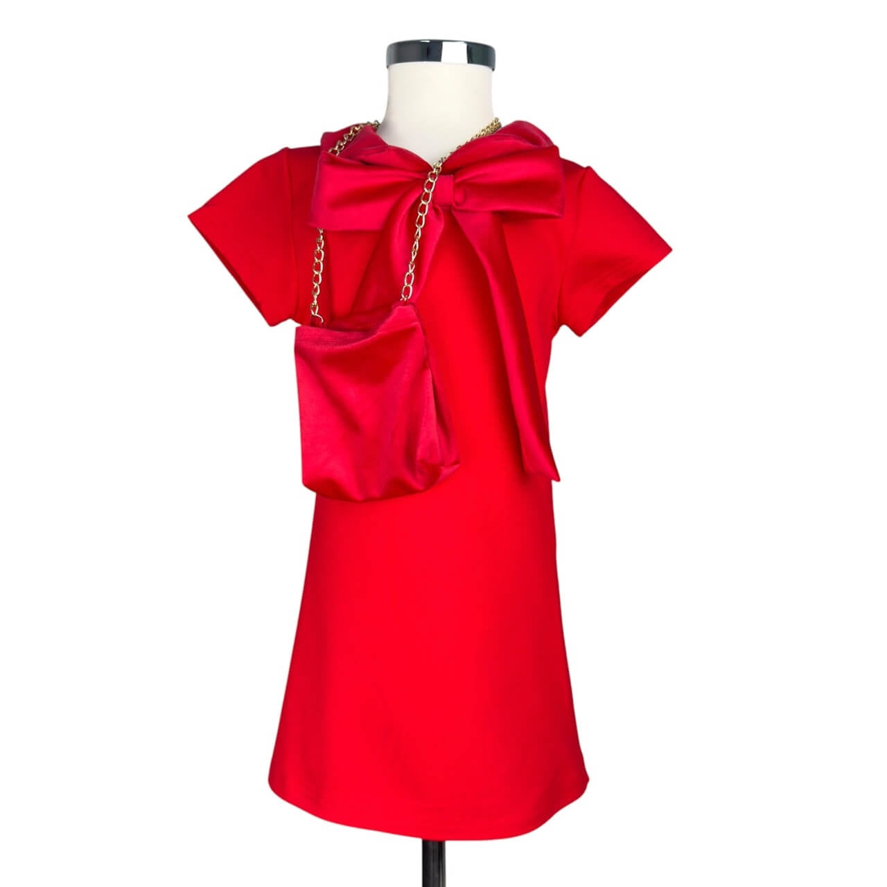 Baby Mädchen Kleid mit Handtasche und Samteinsätzen