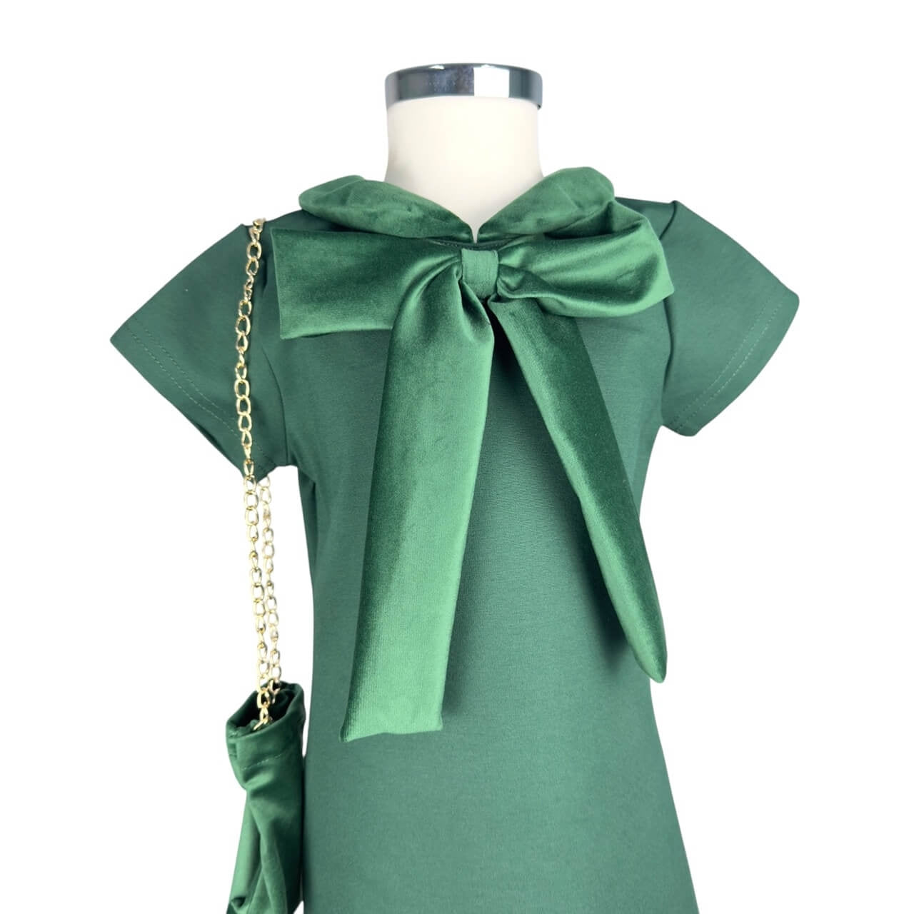 Baby Mädchen Kleid mit Handtasche und Samteinsätzen