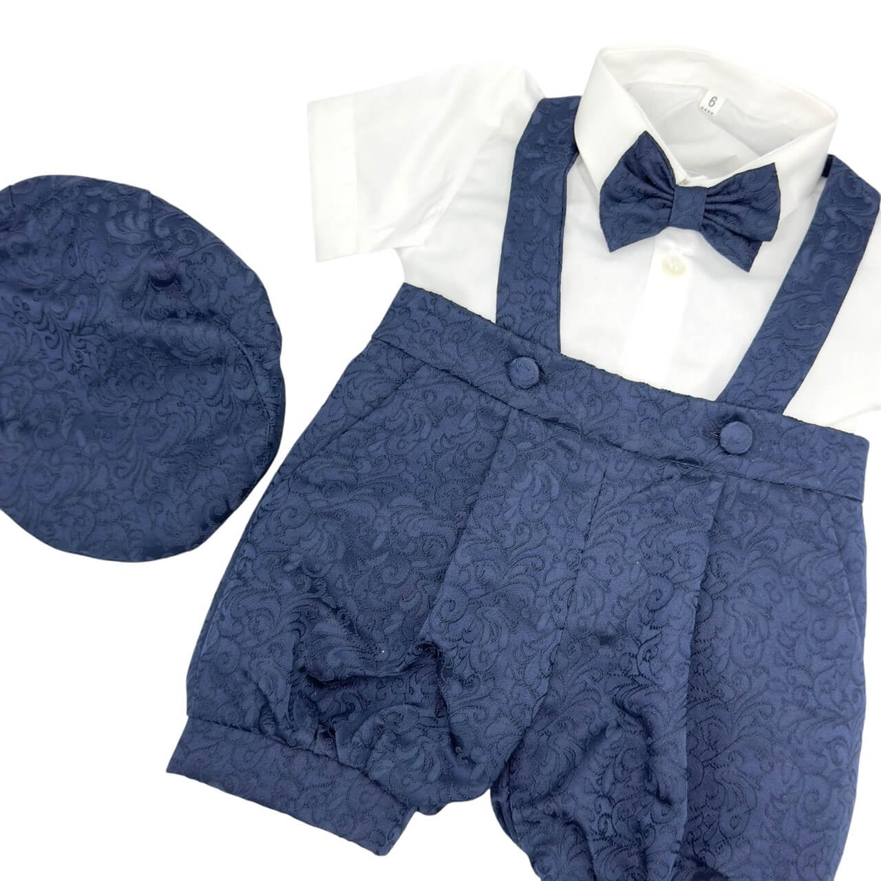 Besticktes Latzkleid aus Satin für Neugeborene