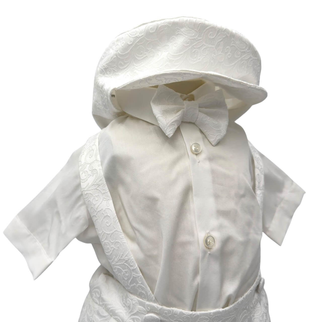 Besticktes Latzkleid aus Satin für Neugeborene