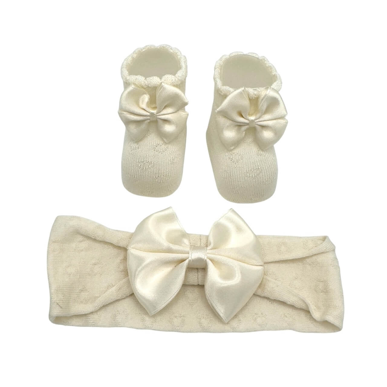 Babyschuhe + Stirnband-Set aus Baumwolle