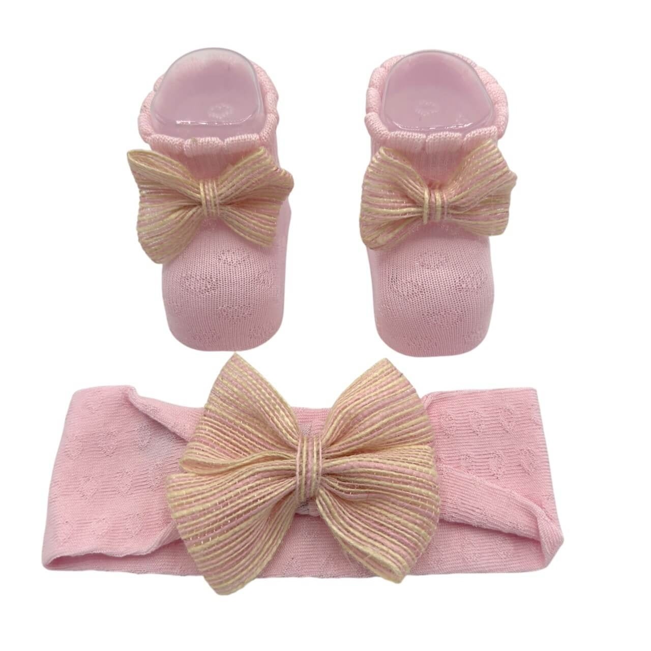 Babyschuhe + Stirnband-Set aus Baumwolle