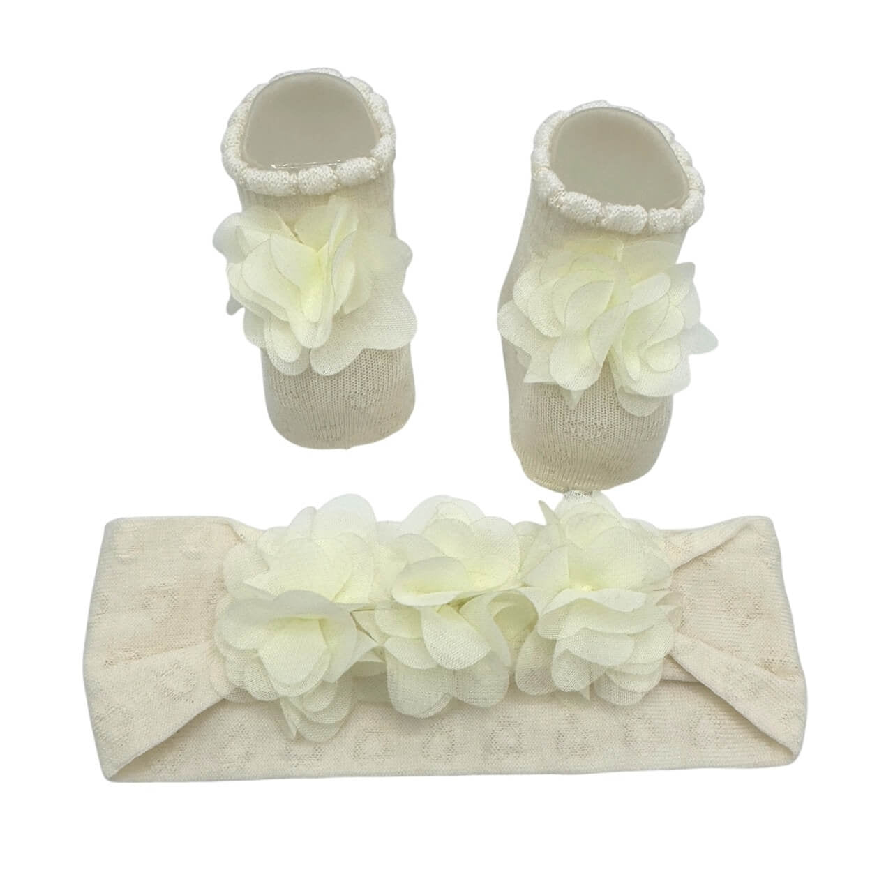 Babyschuhe + Stirnband-Set aus Baumwolle