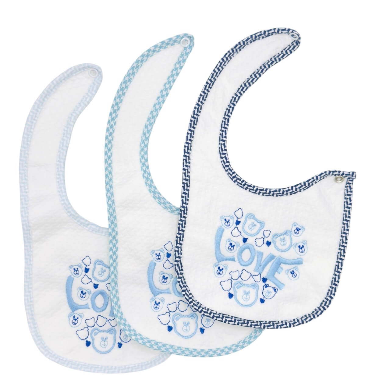 3 bestickte Lätzchen mit Clip