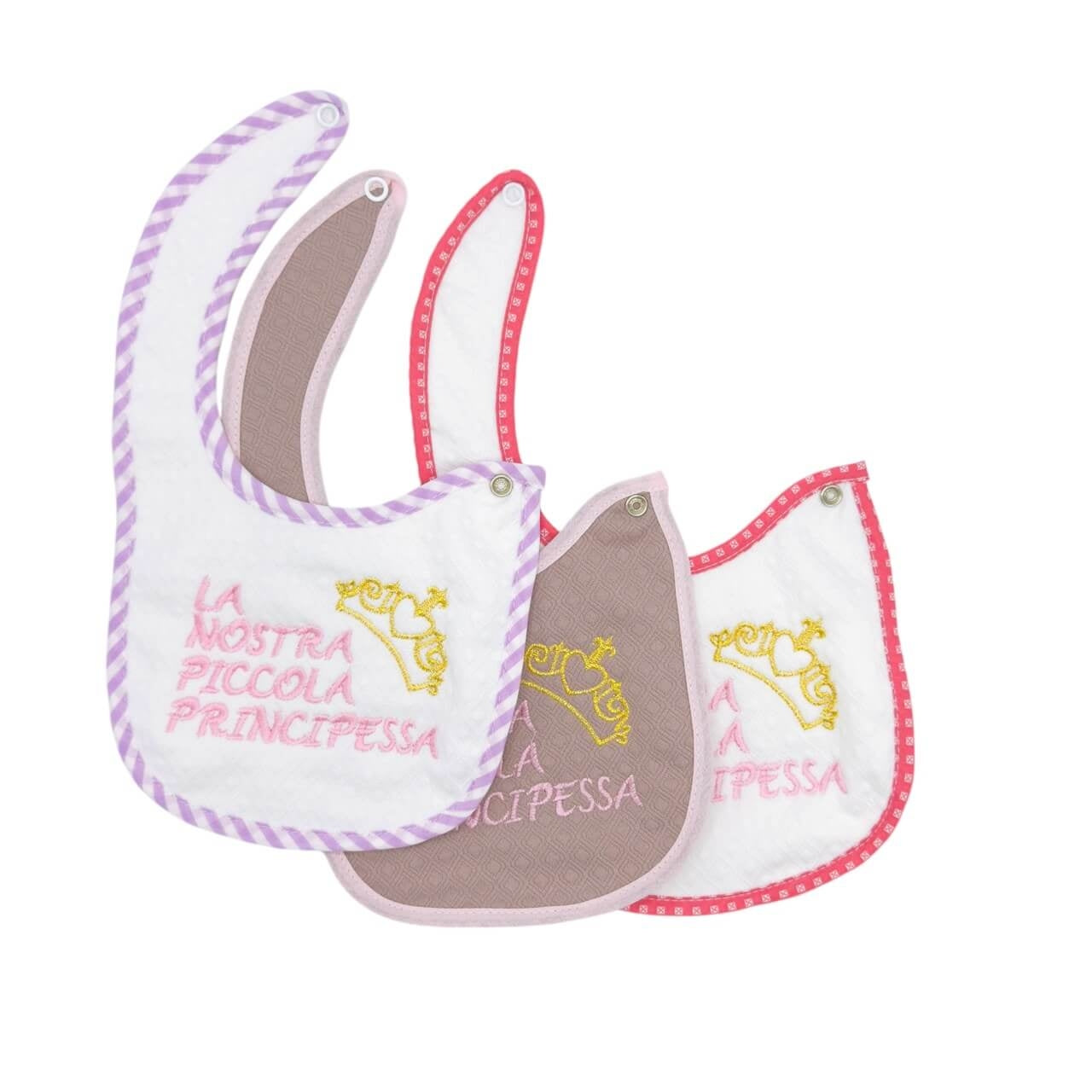 3 bestickte Lätzchen mit Clip