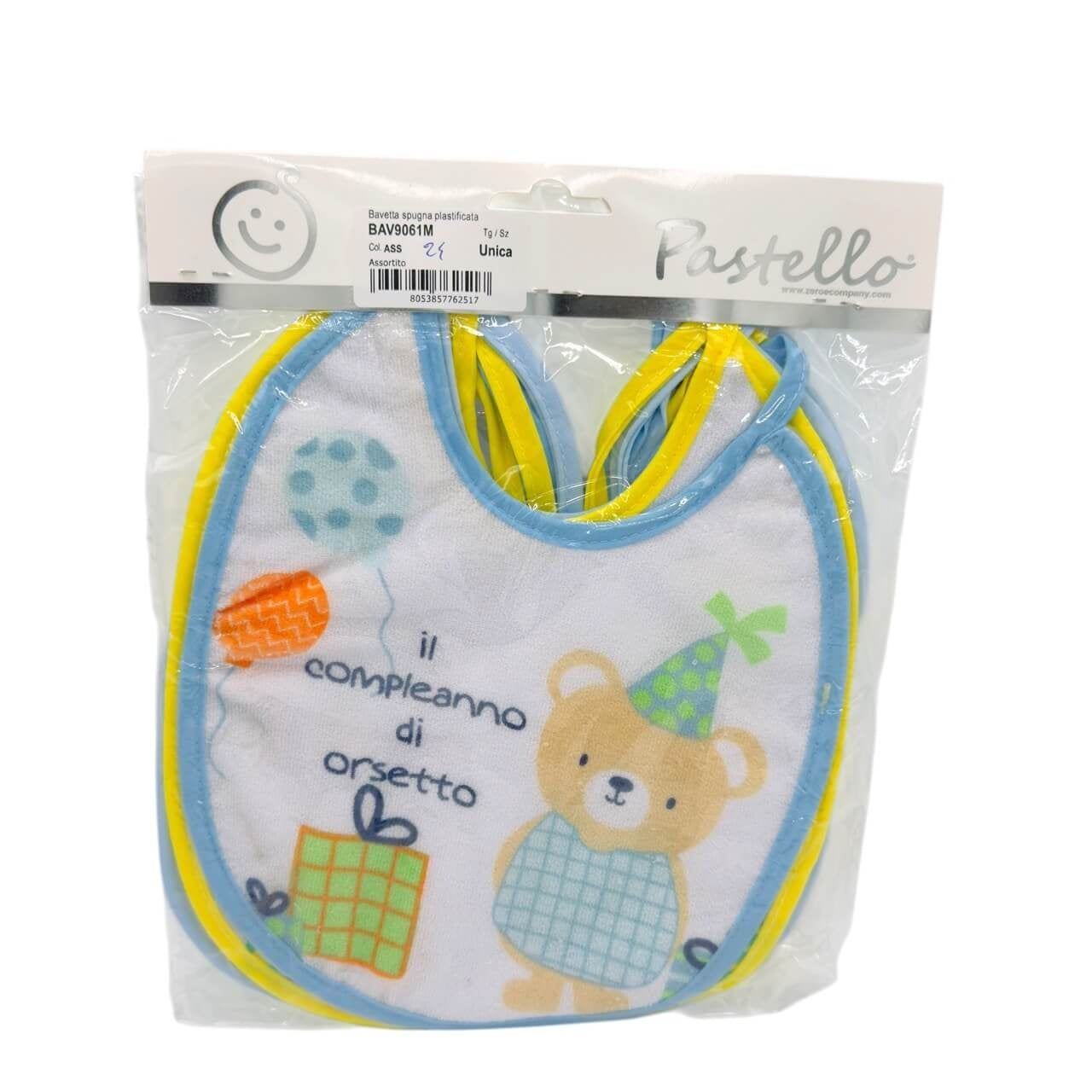 6 große Lätzchen aus pastellfarbenem plastifiziertem Schwamm