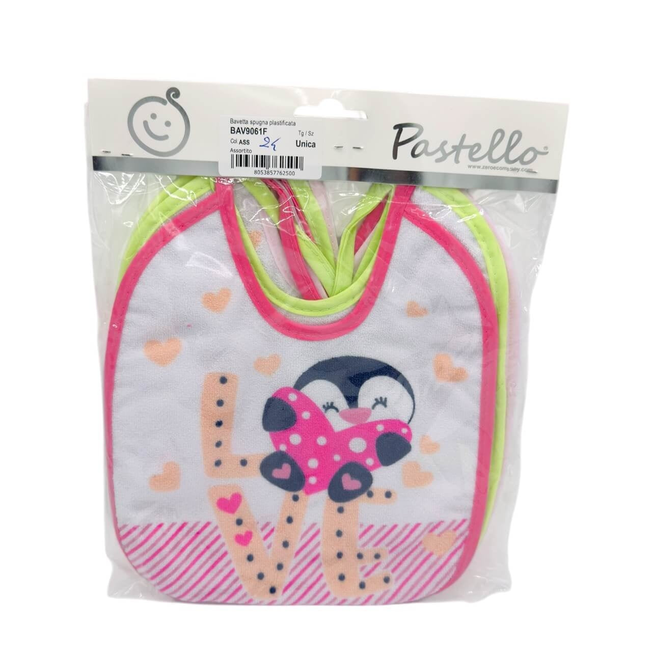 6 große Lätzchen aus pastellfarbenem plastifiziertem Schwamm