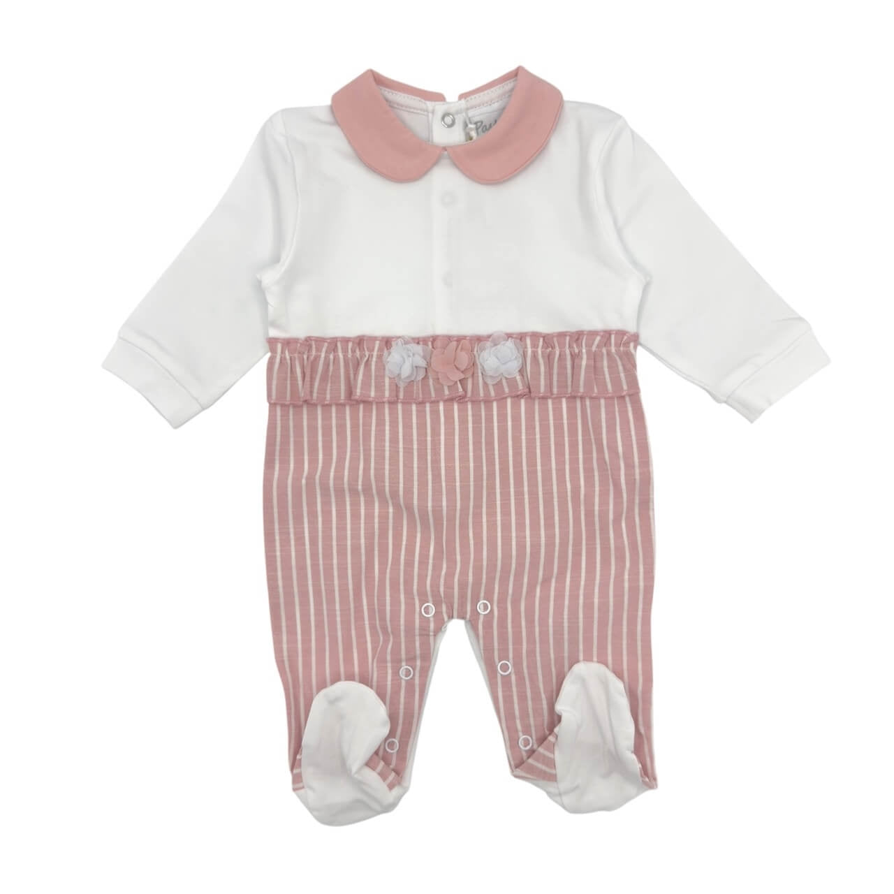 Pastellfarbener Baby-Strampler aus Baumwolle