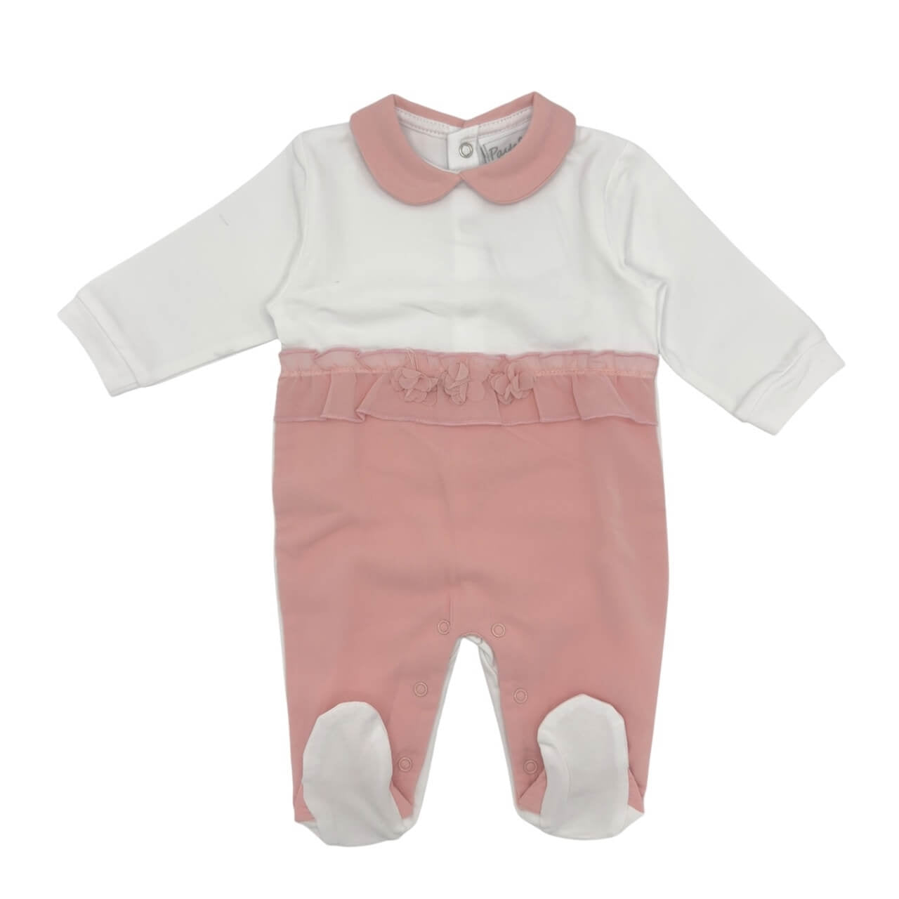 Pastellfarbener Baby-Strampler aus Baumwolle