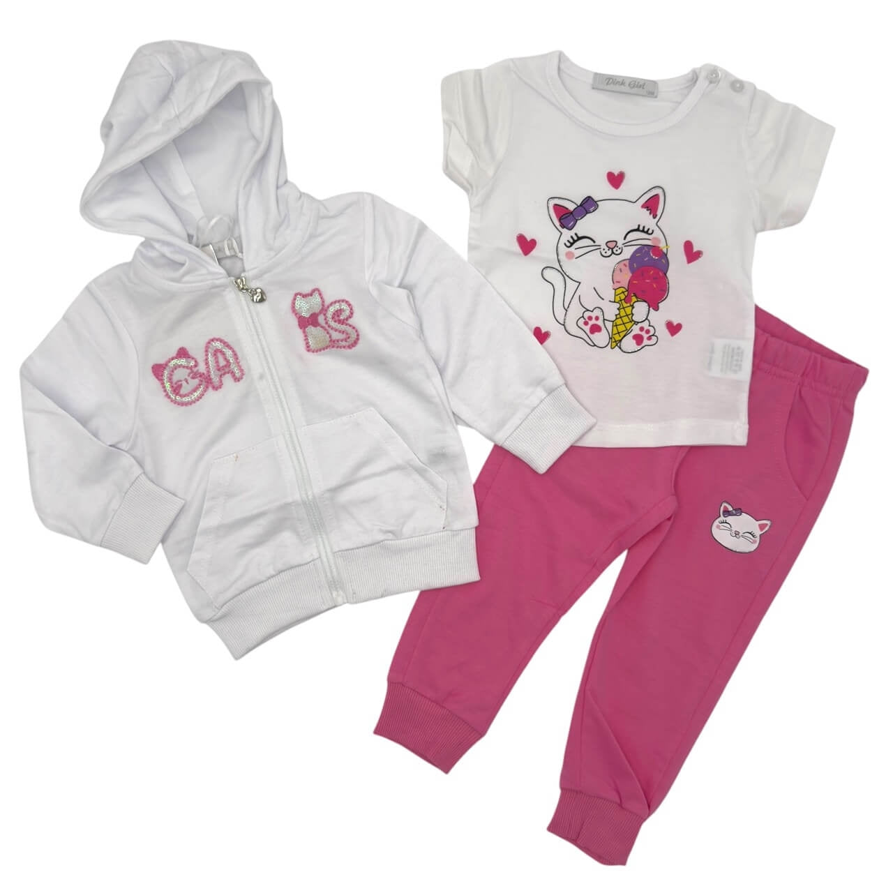 3-teiliger Baumwoll-Trainingsanzug für Mädchen