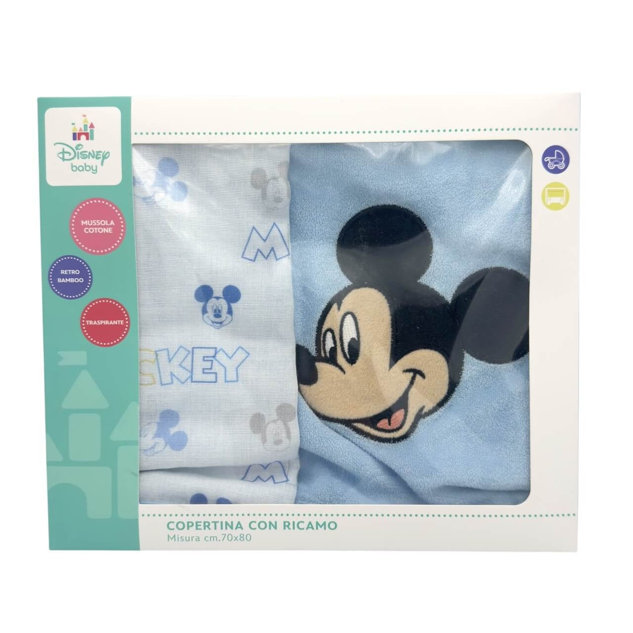 Copertina Disney Baby con ricamo Mickey Mouse