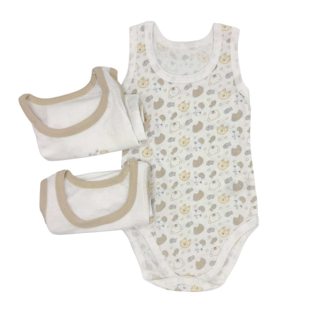 3-teiliges Tanktop aus 100 % pastellfarbener Baumwolle