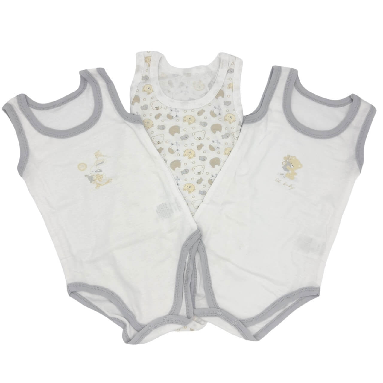 3-teiliges Tanktop aus 100 % pastellfarbener Baumwolle