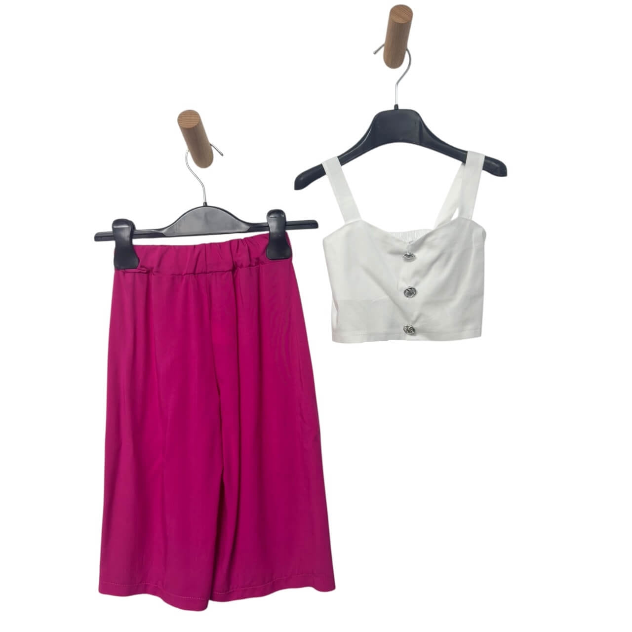 Completo Bambina Top con Bottoni e Pantalone