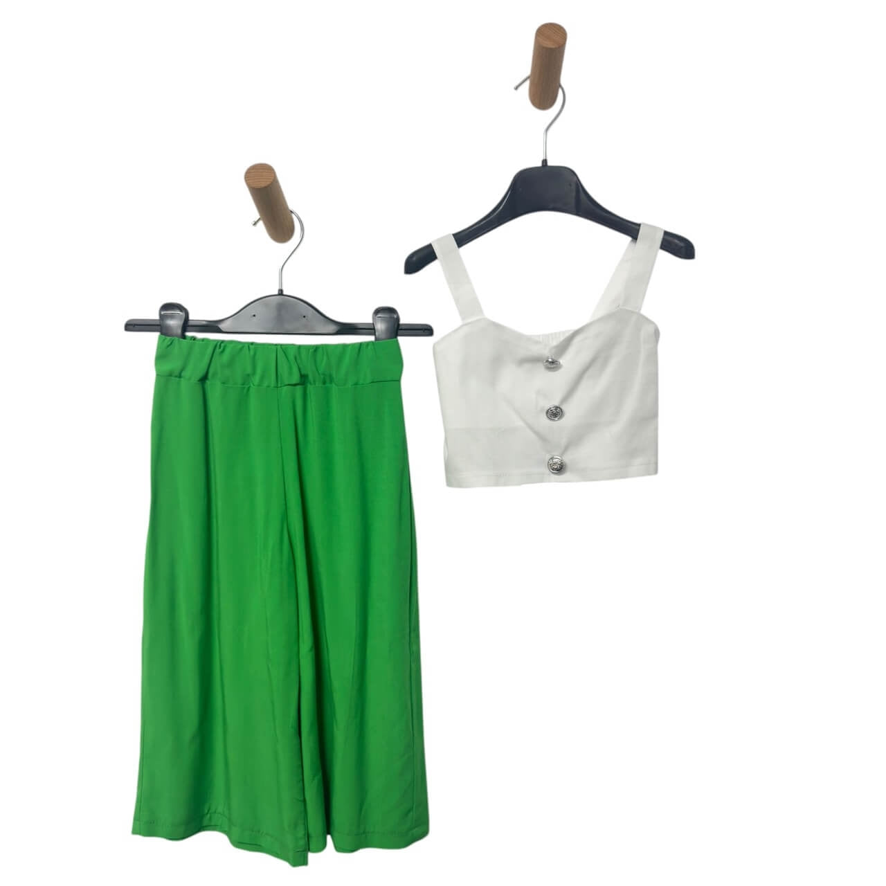 Completo Bambina Top con Bottoni e Pantalone