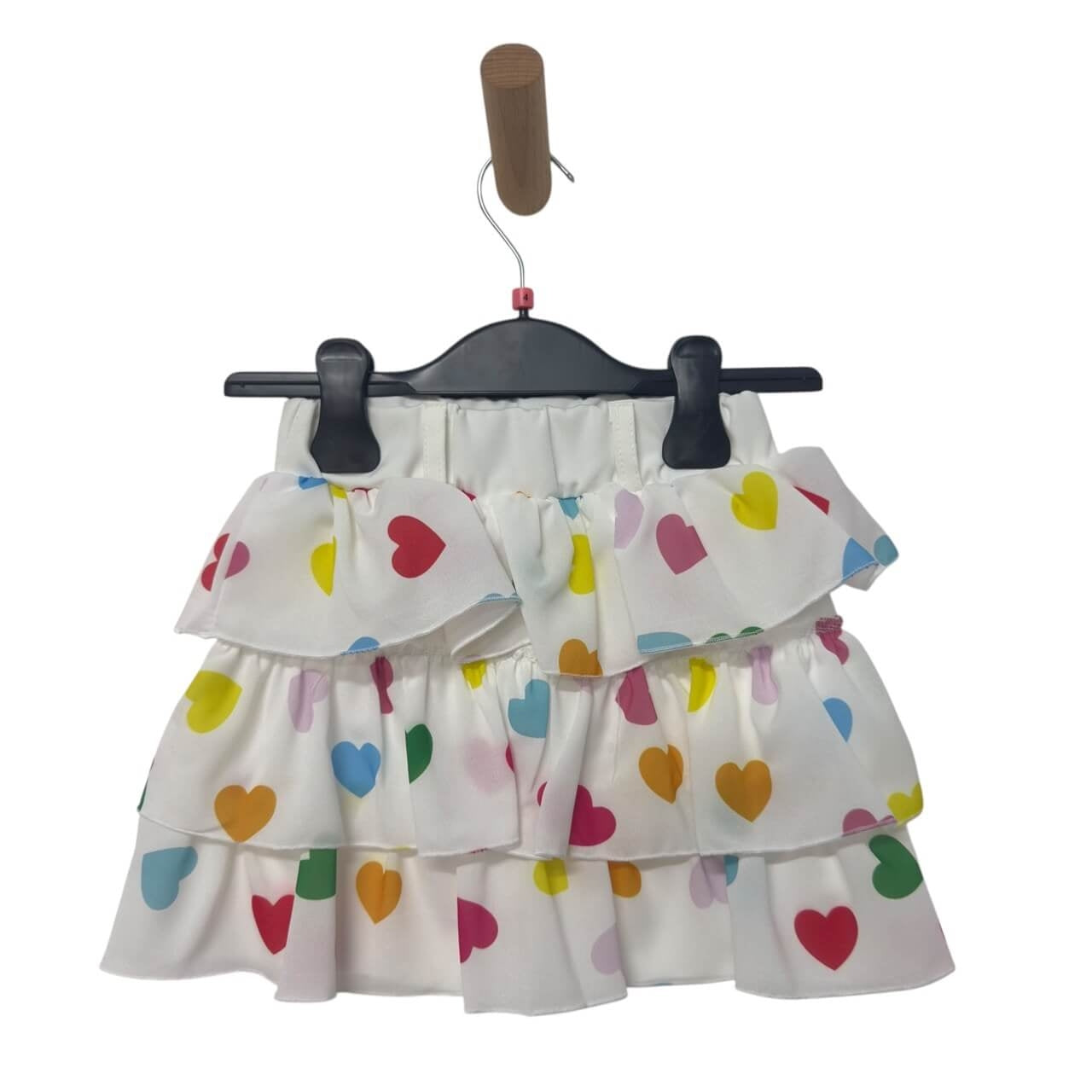 Mädchenrock mit Rüschen und Herzmuster