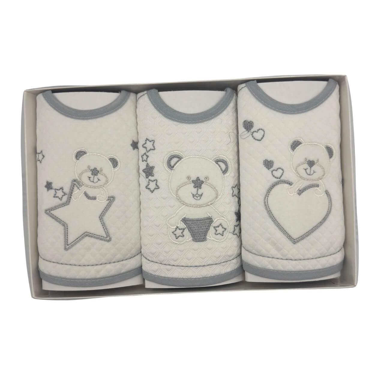 3 Irge bestickte Lätzchen mit Schnürung