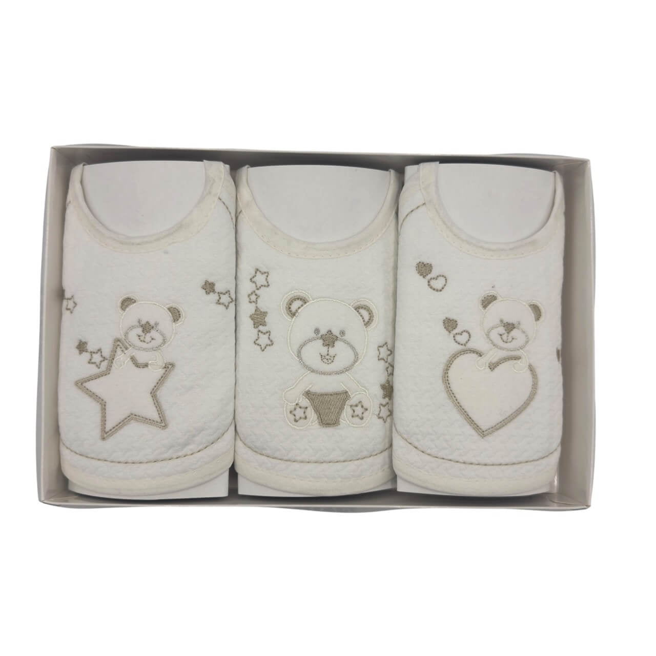 3 Irge bestickte Lätzchen mit Schnürung