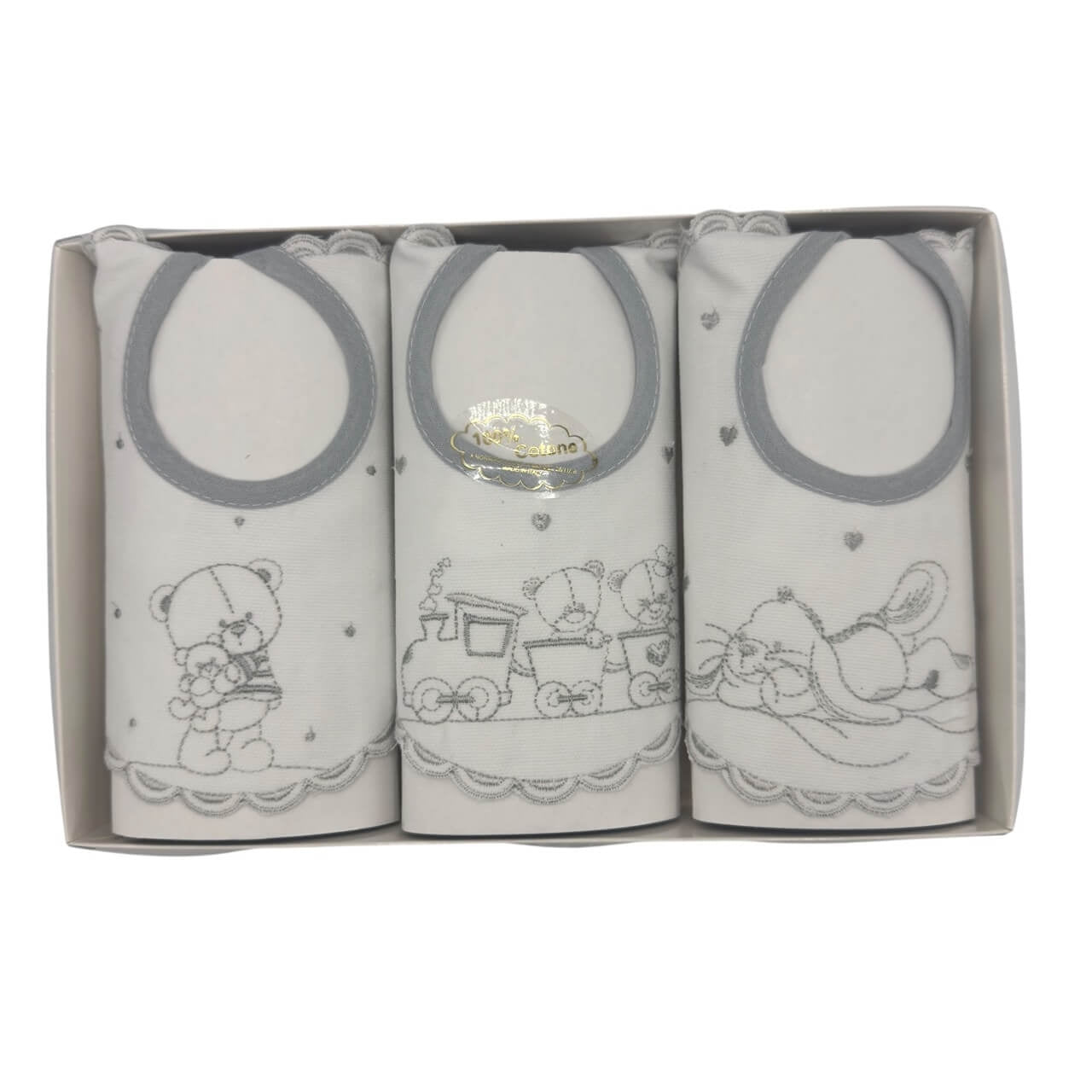 3 Irge bestickte Lätzchen mit Schnürung