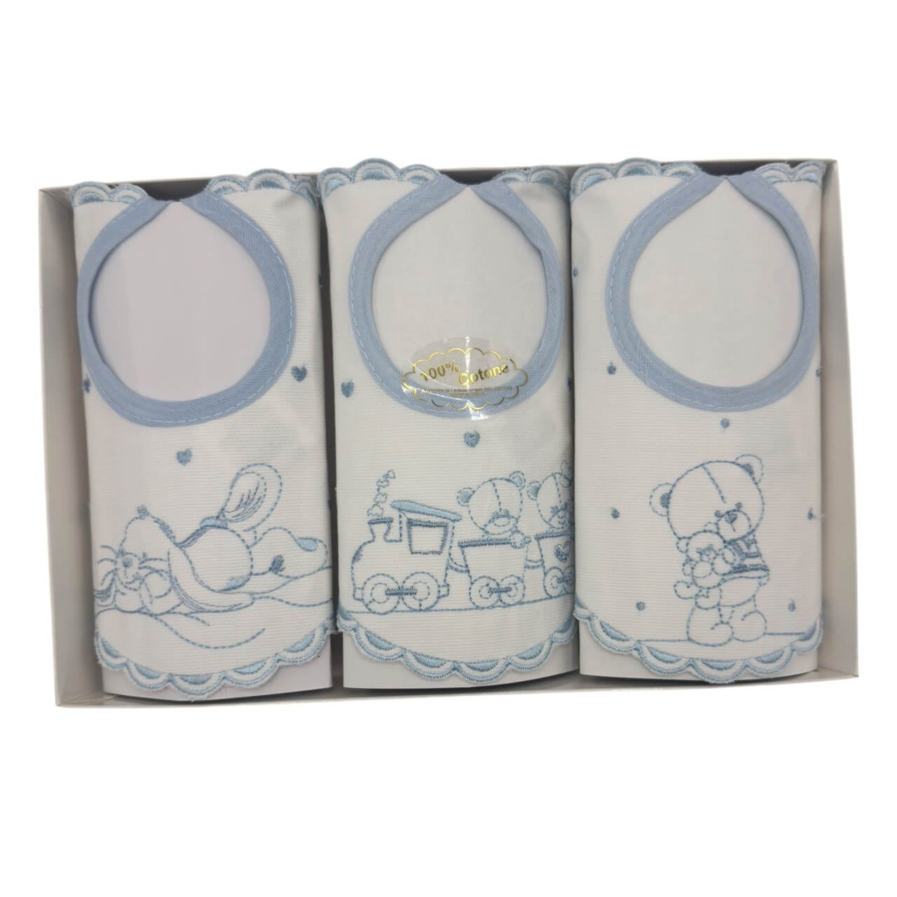 3 Irge bestickte Lätzchen mit Schnürung