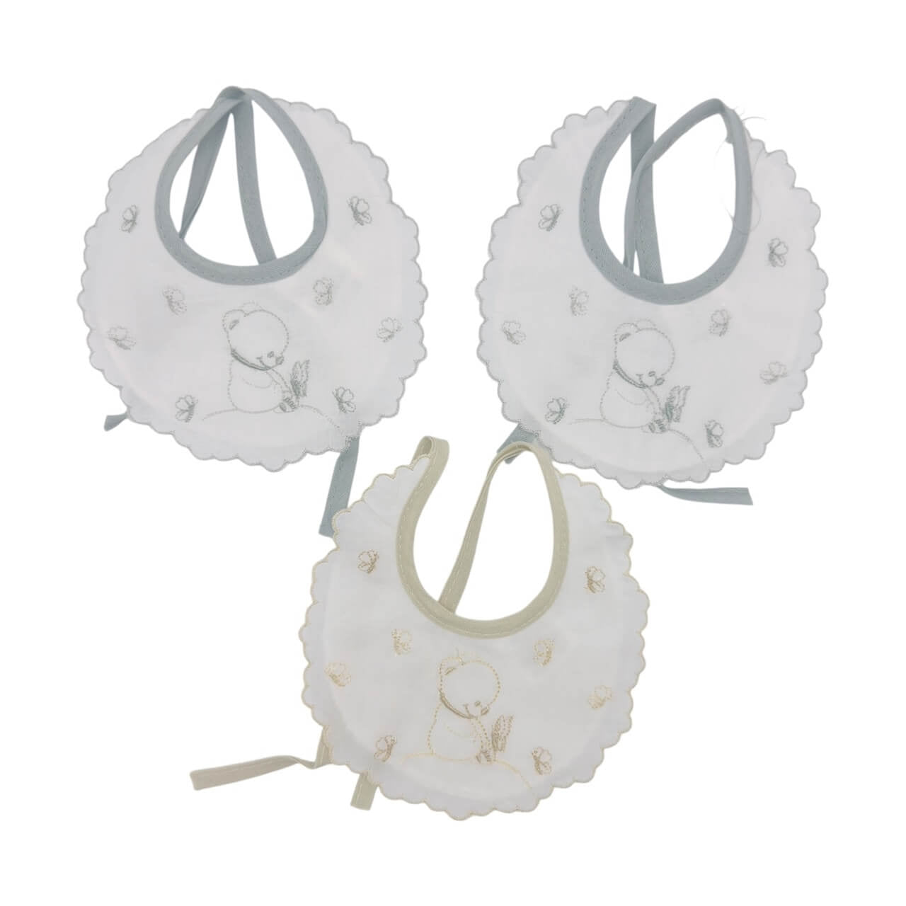 3 Irge bestickte Lätzchen mit Schnürung