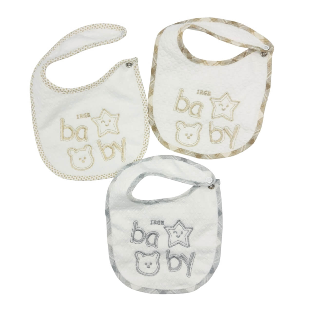 3 Irge bestickte Lätzchen mit Clip