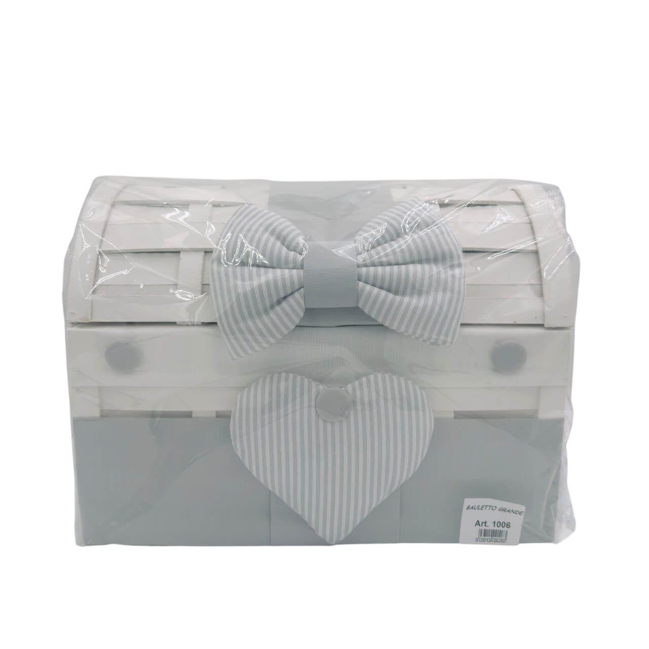 Geburtstruhe mit Schleife und Deko-Herz