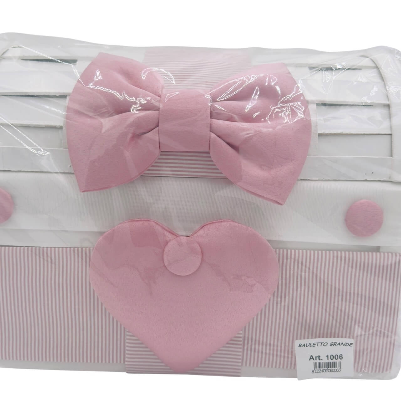 Geburtstruhe mit Schleife und Deko-Herz