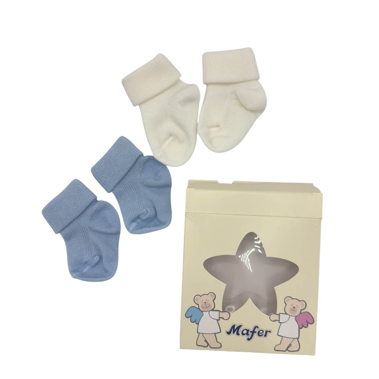 2 warme Baumwollsocken 0/3 Monate