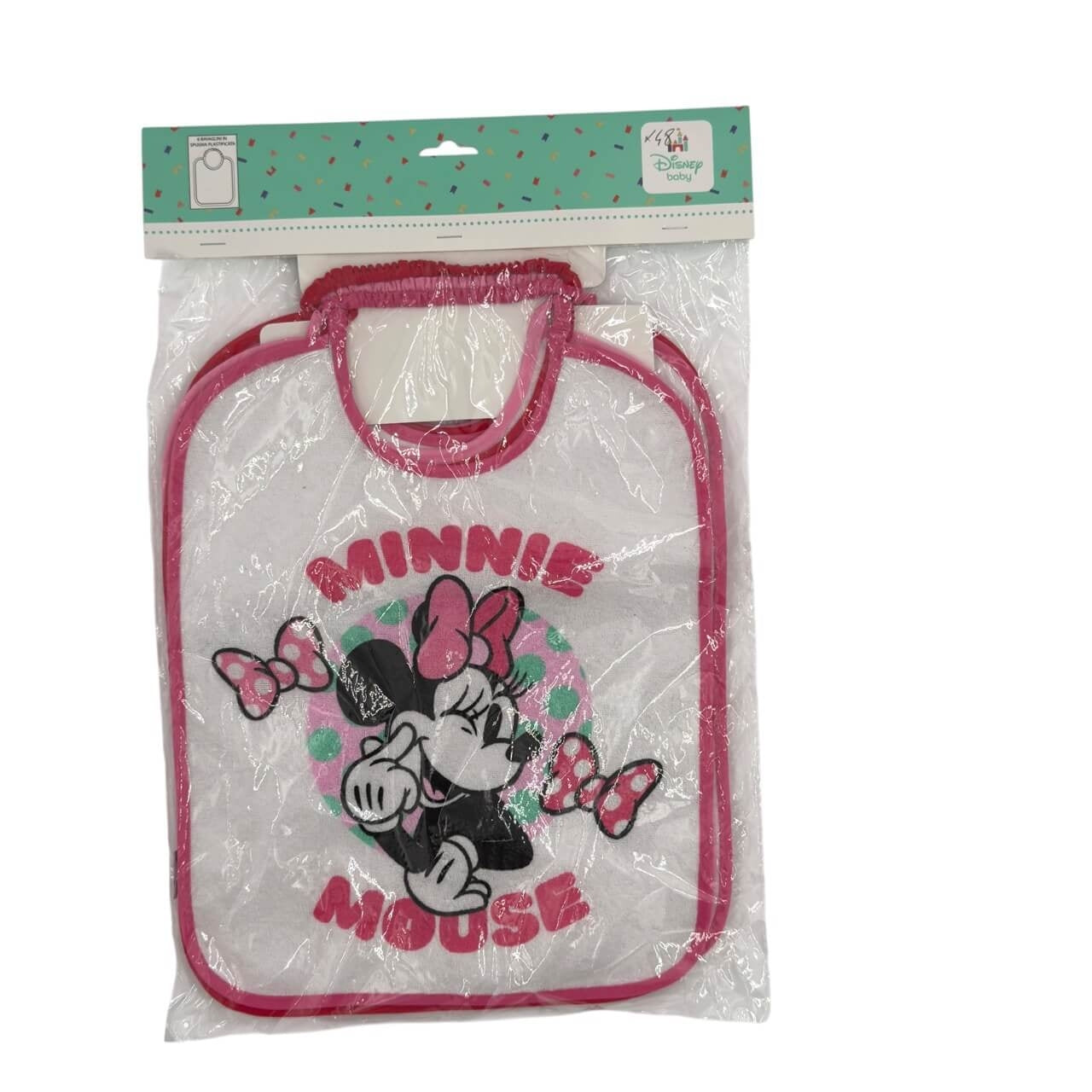 6 Bavette Grandi Minnie Disney Con Molla Plastificata