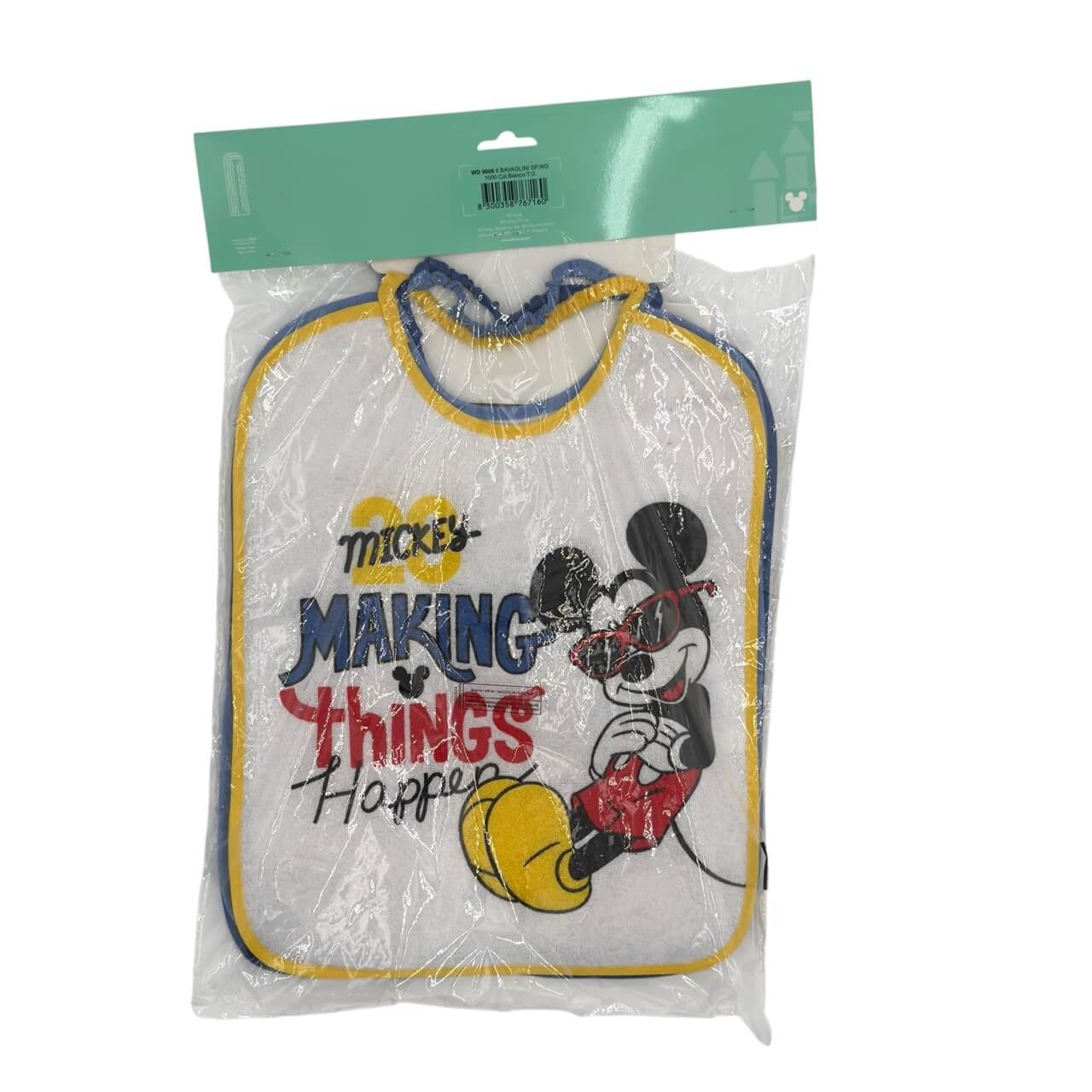 6 Bavette Grandi Mickey Mouse Disney Con Molla Plastificata